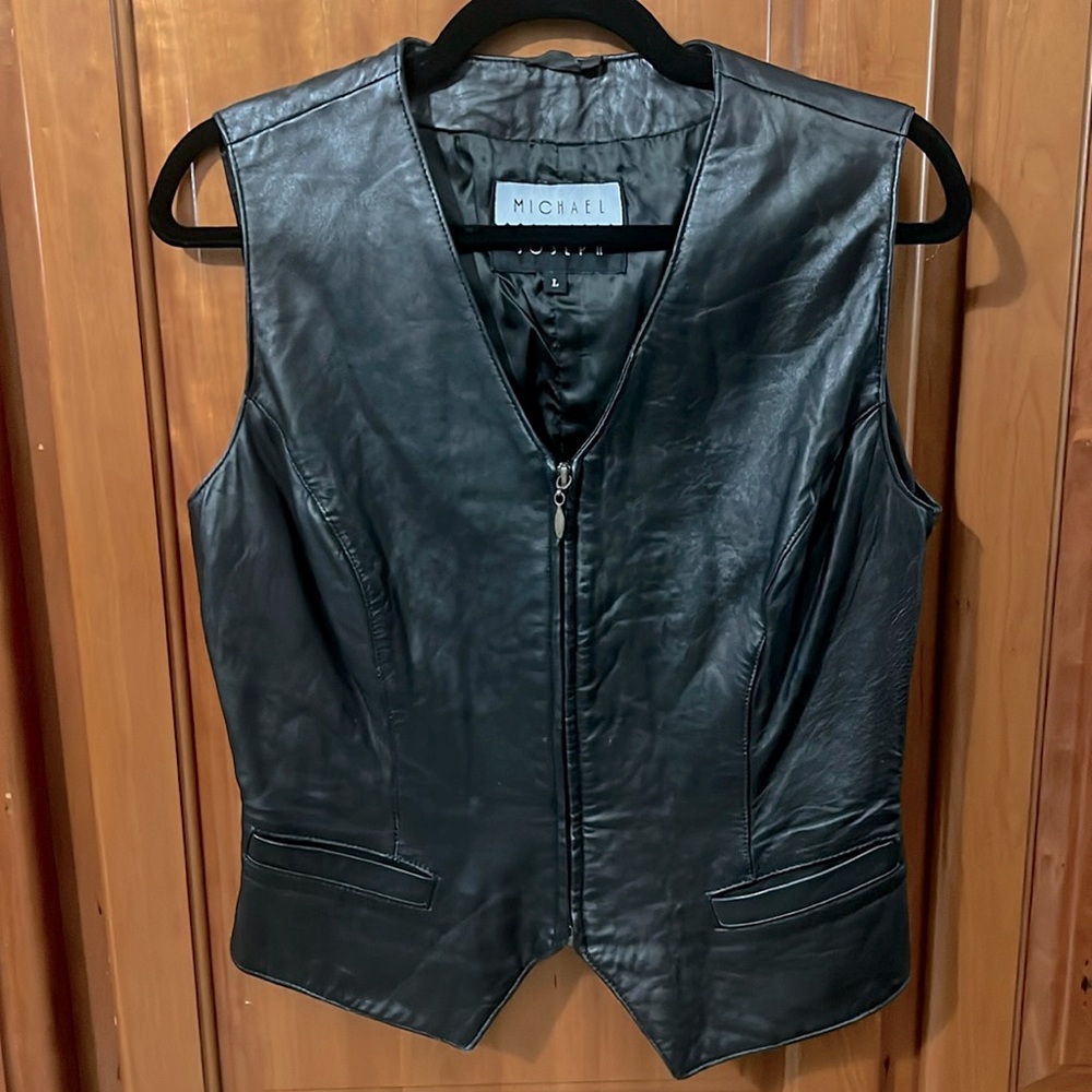 EUC Vintage Michael Joseph Black Leather Vest